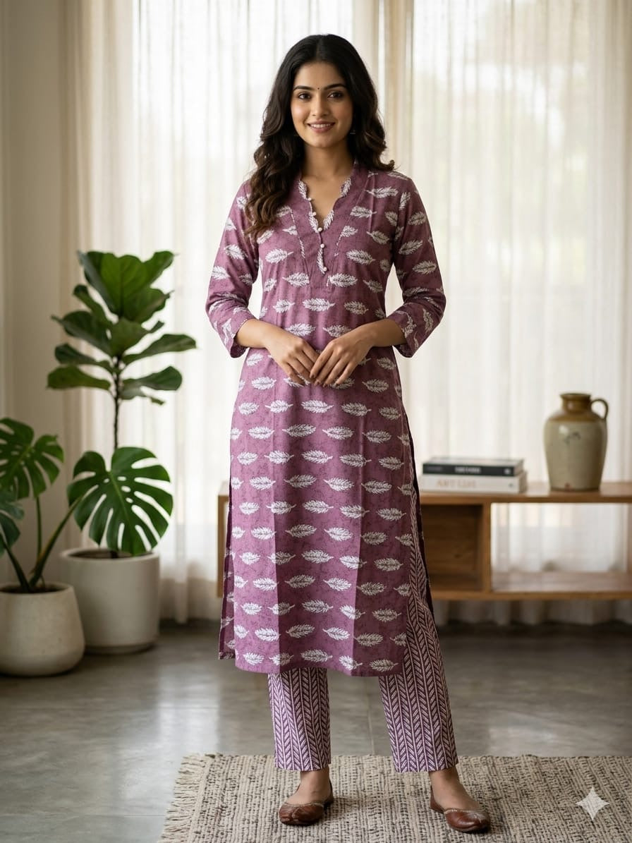 Kalamkari cotton kurti pant set