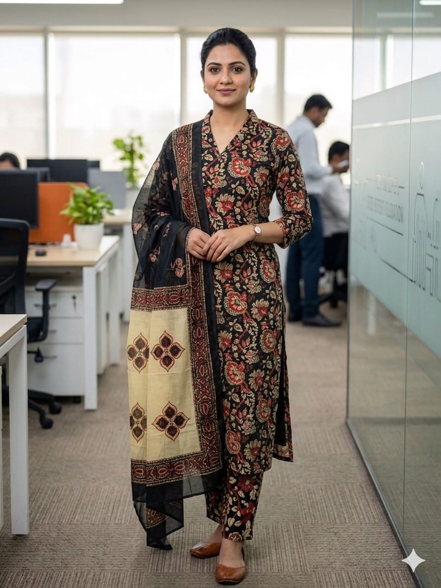 Kalamkari cotton kurti pant sets