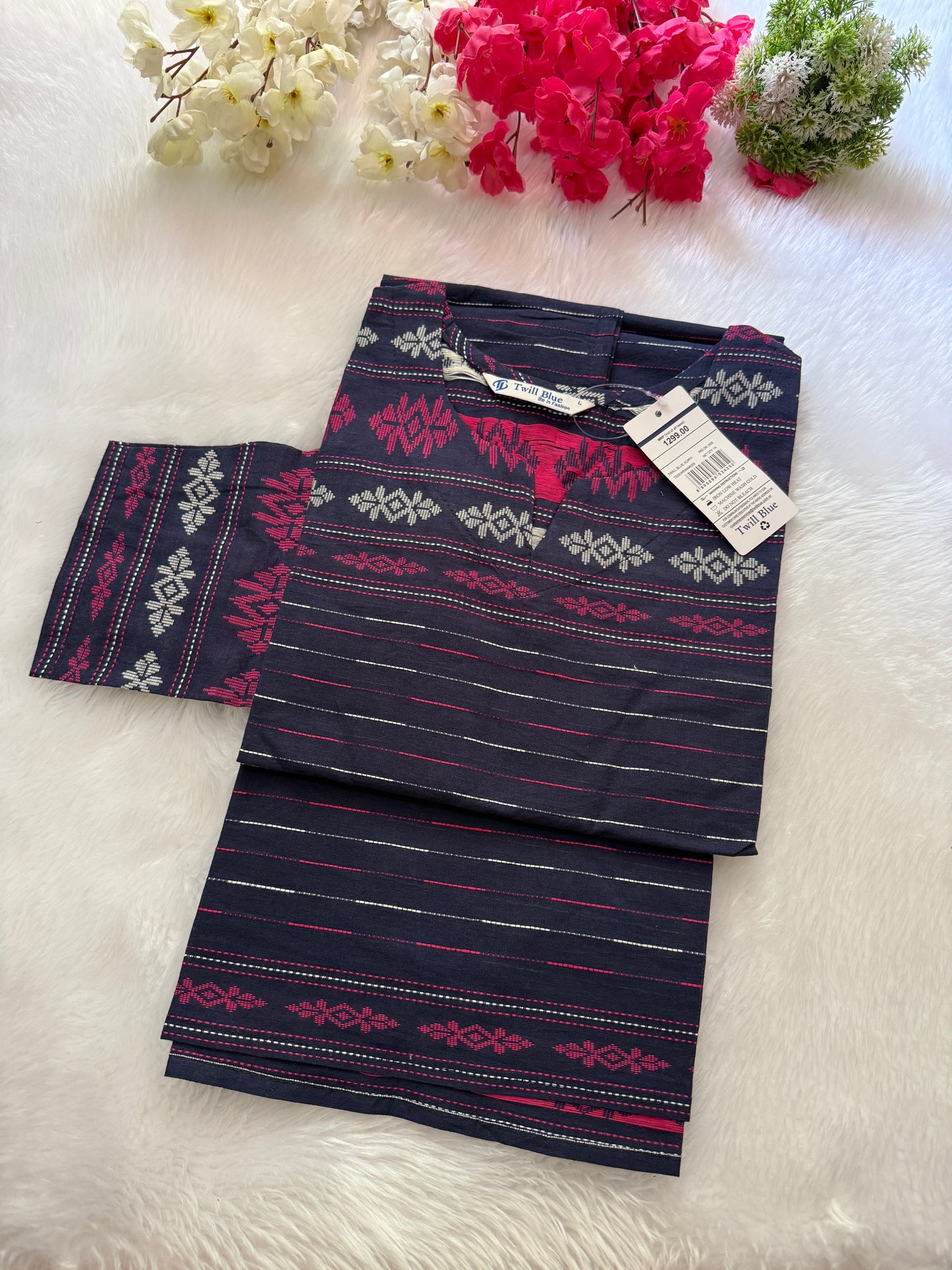 Chettinad cotton Kurtis navy blue