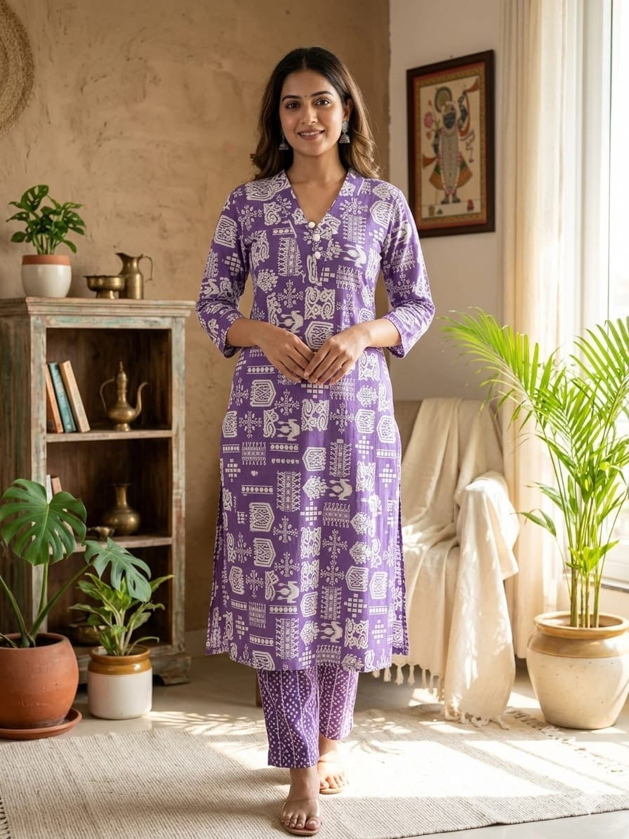 Kalamkari cotton kurti pant set