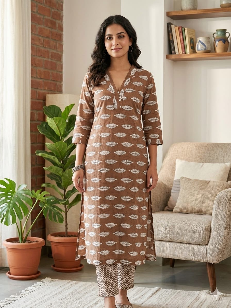 Kalamkari cotton kurti pant set