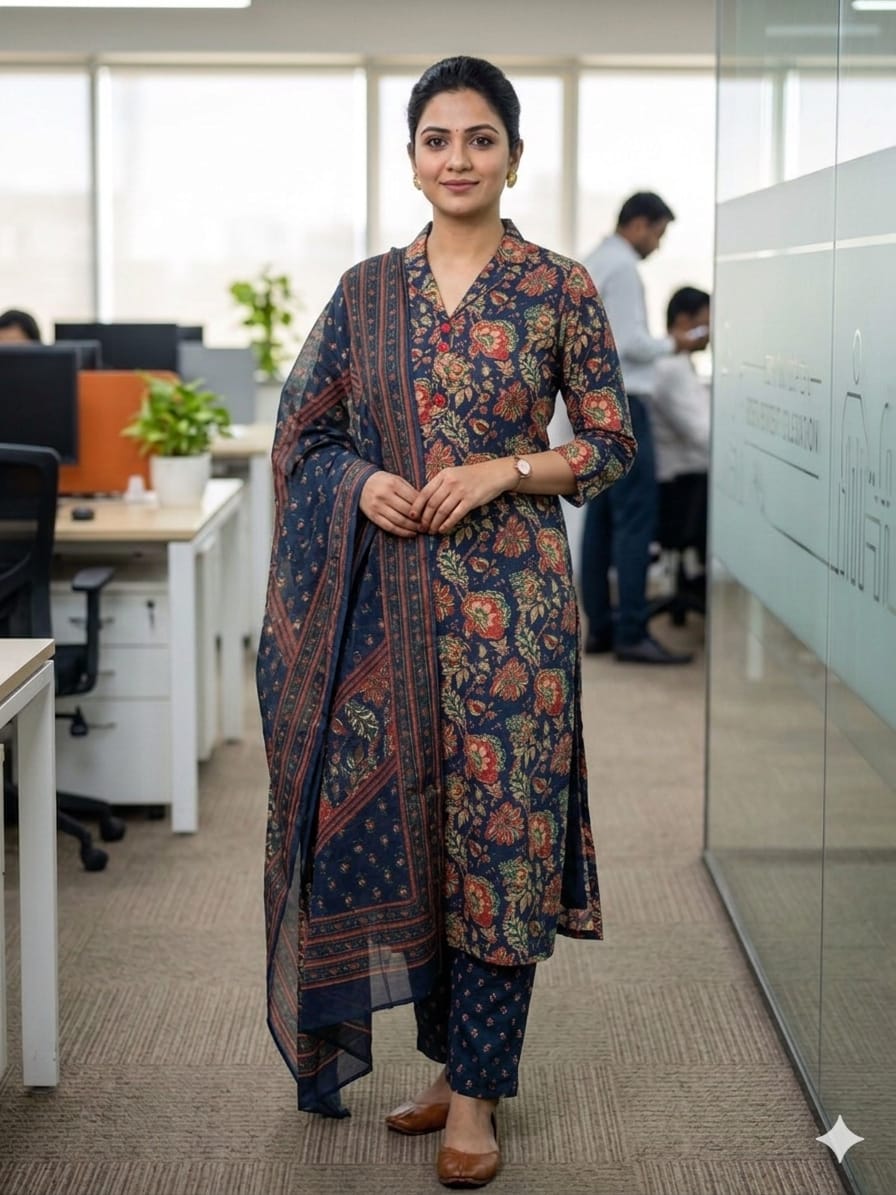 Kalamkari cotton kurti pant sets