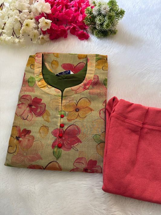 Silk tissue Kurtis combo sets