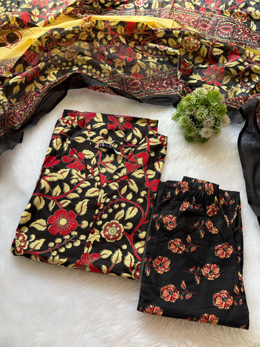 Kalamkari cotton kurti pant sets