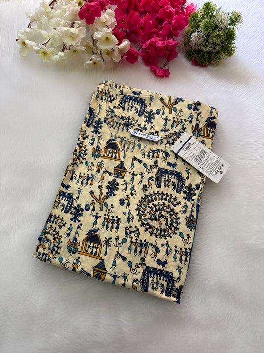 Kalamkari cotton Kurtis blue