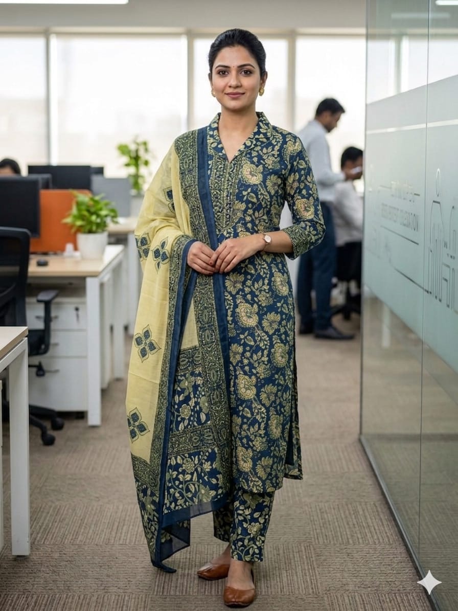 Kalamkari cotton kurti pant sets