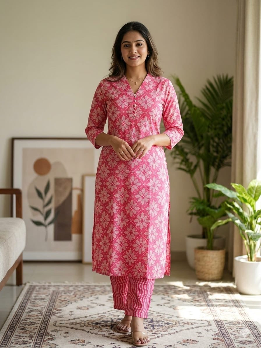 Kalamkari cotton kurti pant set