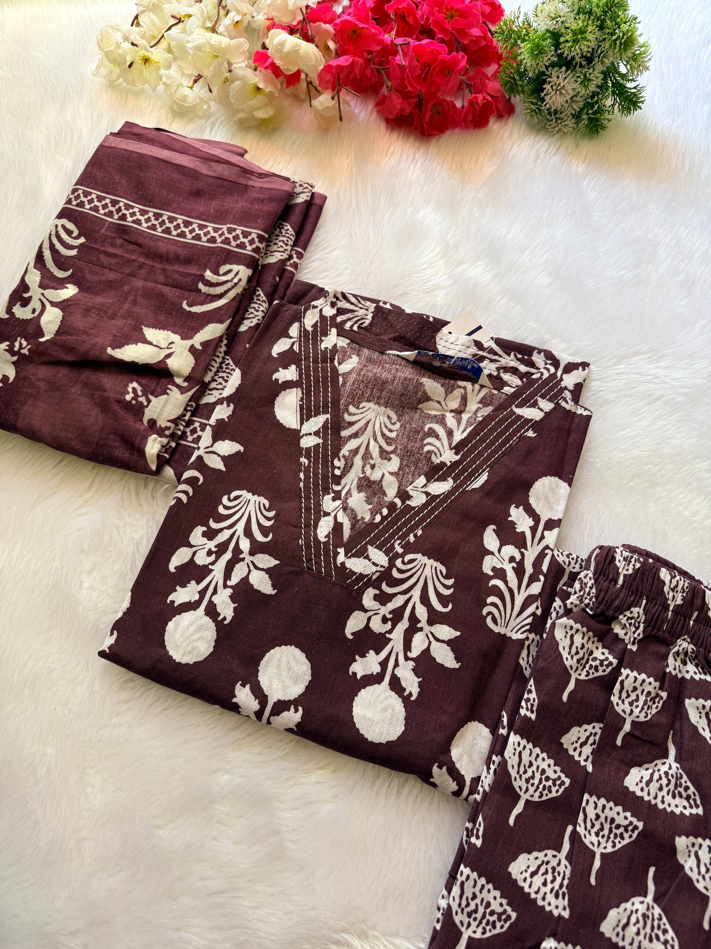 Taj Kalamkari cotton kurti pant sets