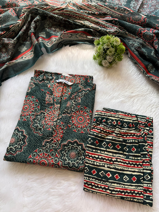 Kalamkari cotton kurti pant sets