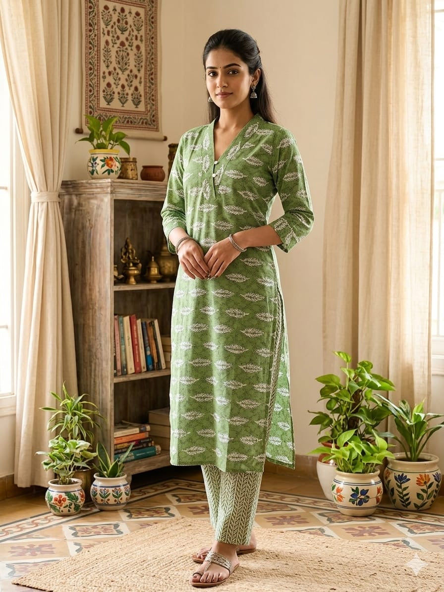 Kalamkari cotton kurti pant set