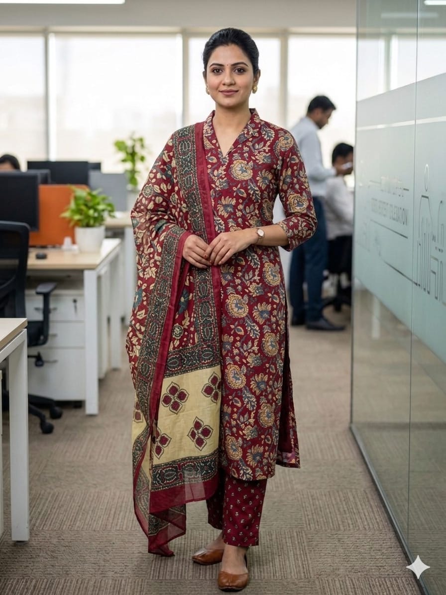 Kalamkari cotton kurti pant sets
