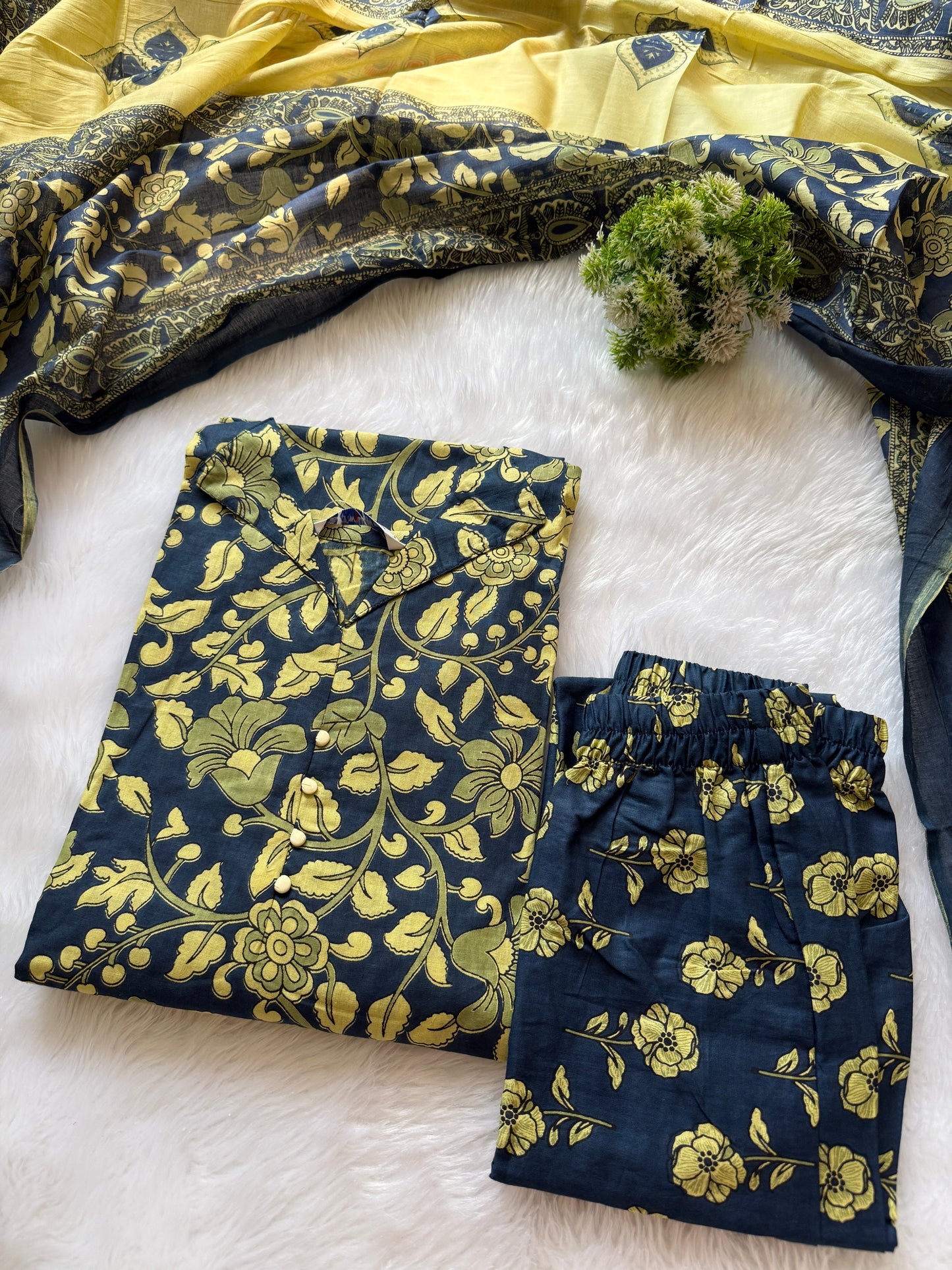 Kalamkari cotton kurti pant sets