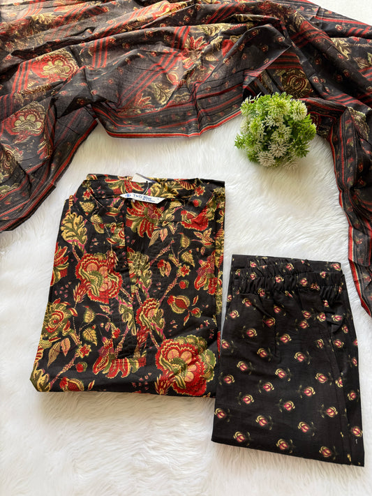 Kalamkari cotton kurti pant sets