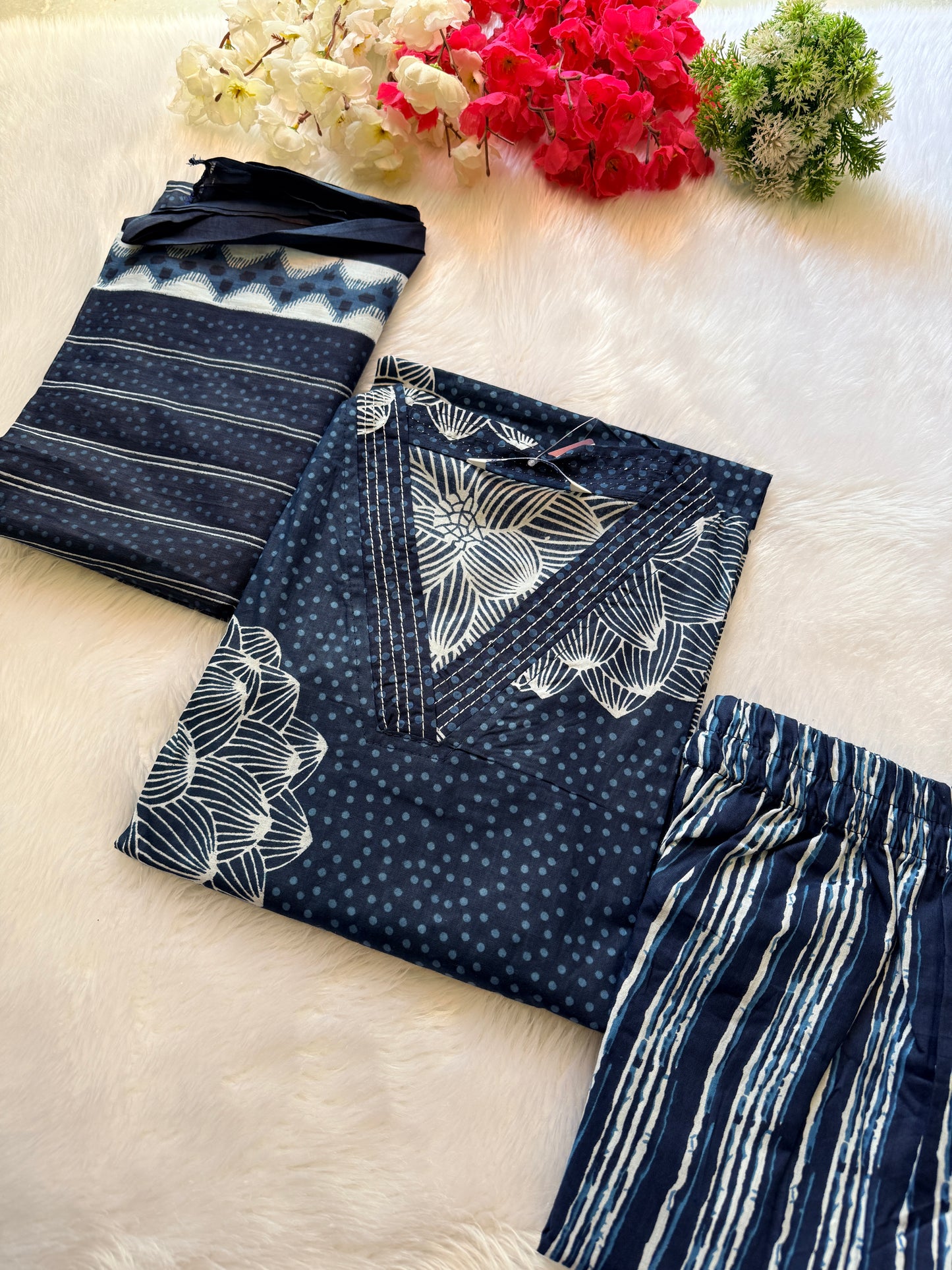 Taj Kalamkari cotton kurti pant sets