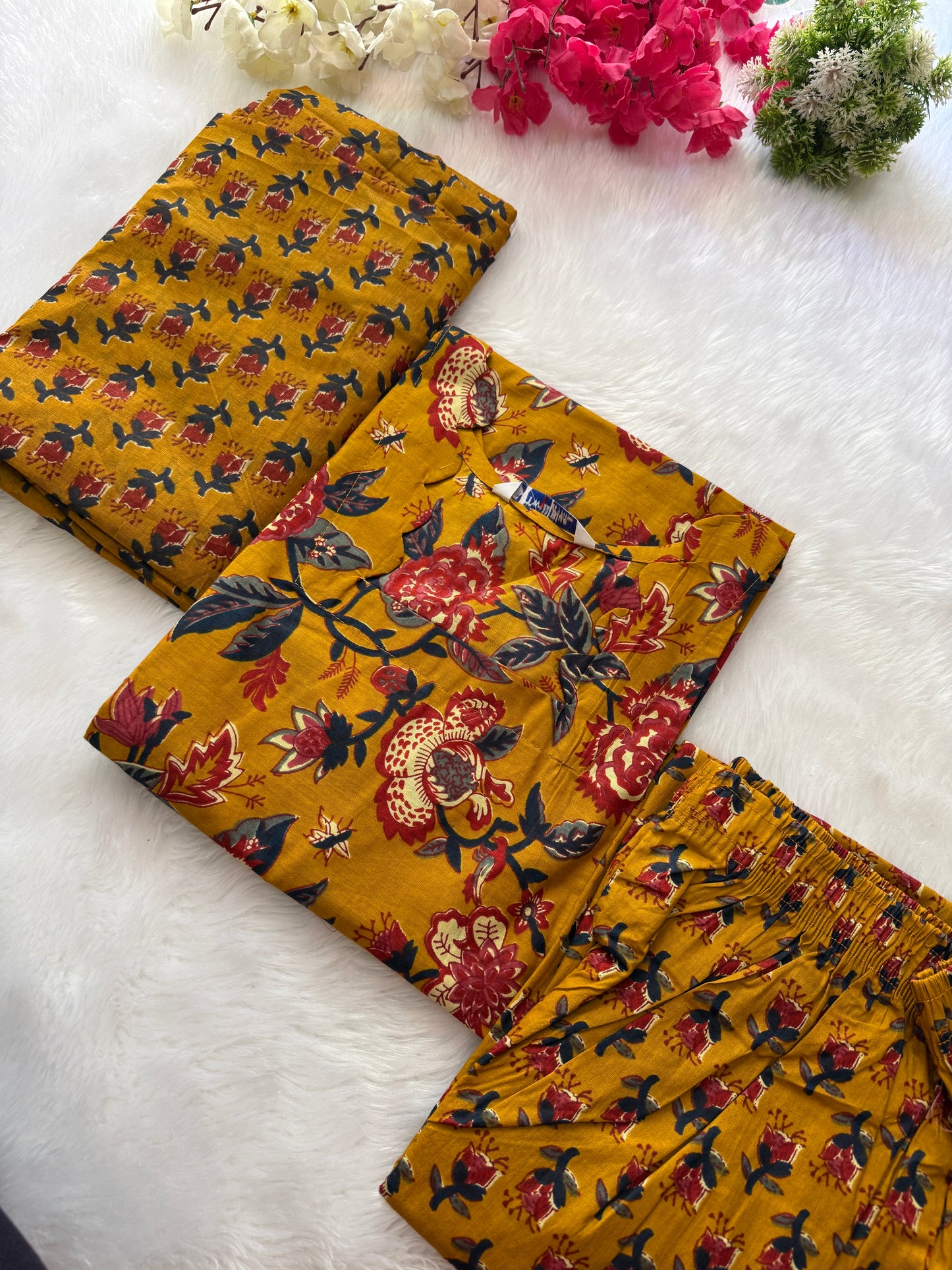 Taj Kalamkari cotton kurti pant sets