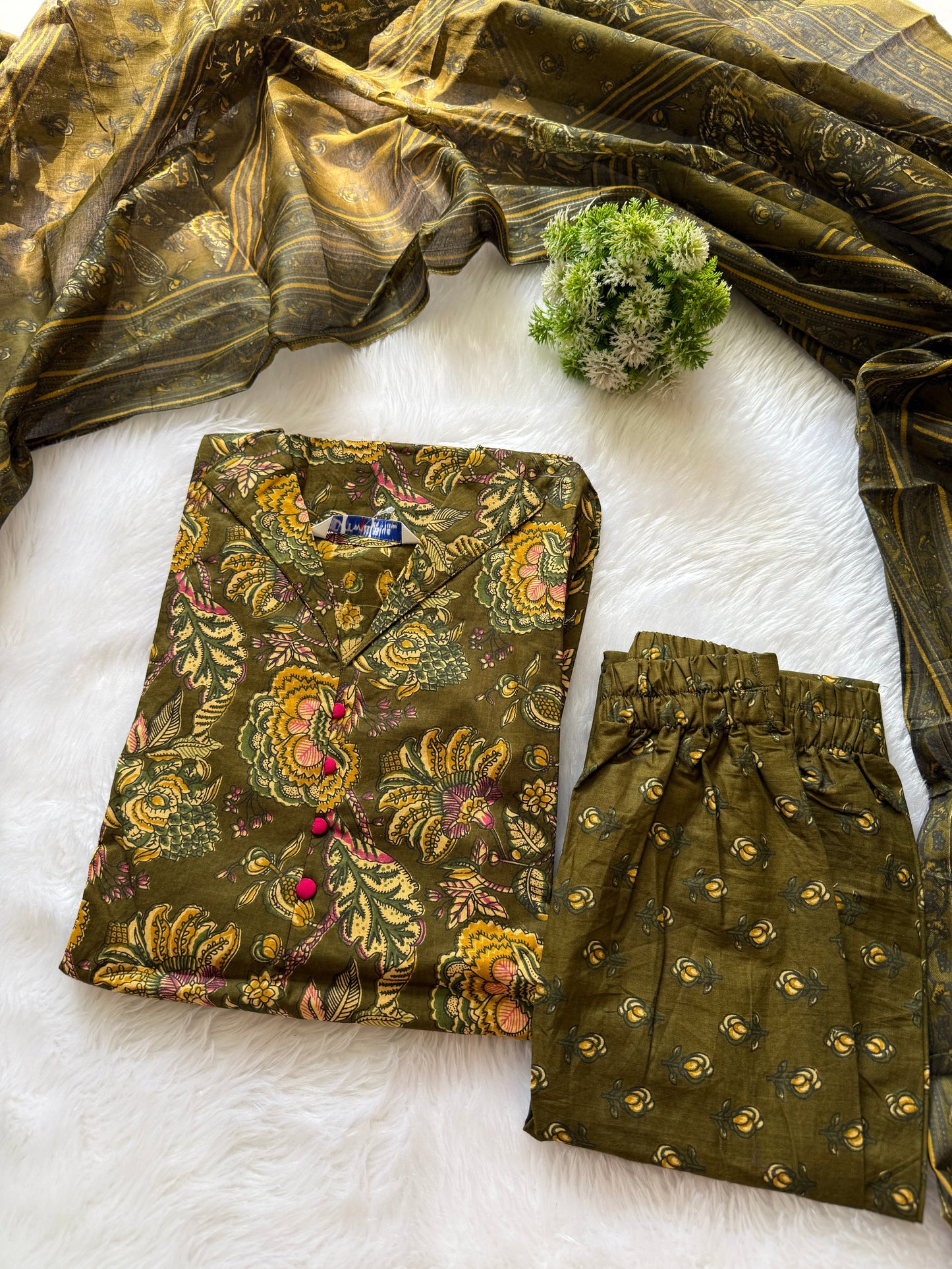 Kalamkari cotton kurti pant sets