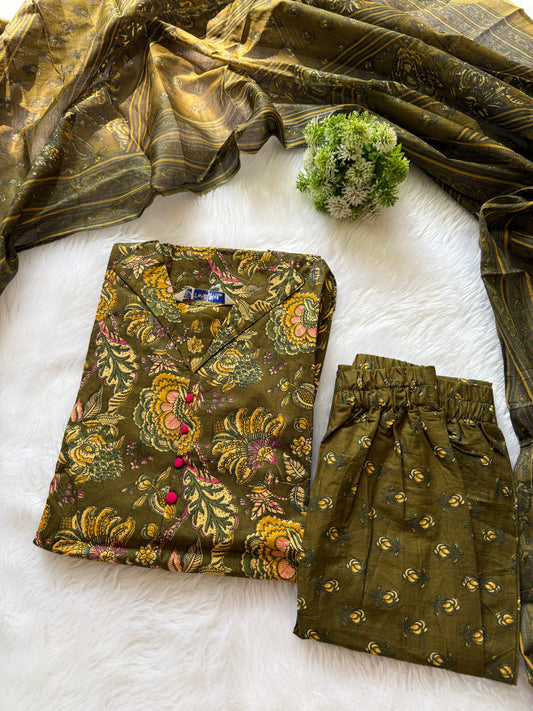 Kalamkari cotton kurti pant sets