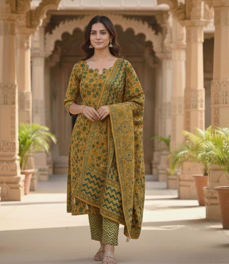 Taj Kalamkari cotton Kurti pant sets