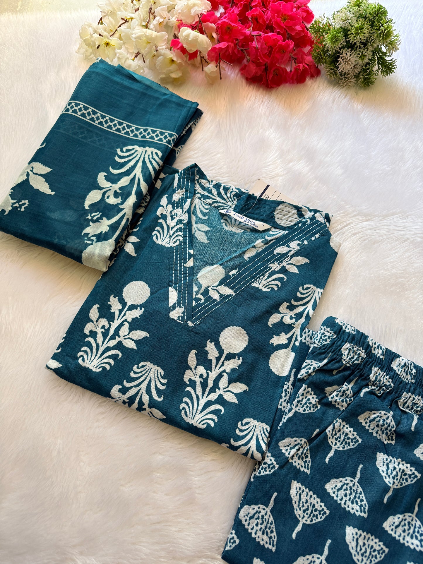 Taj Kalamkari cotton kurti pant sets