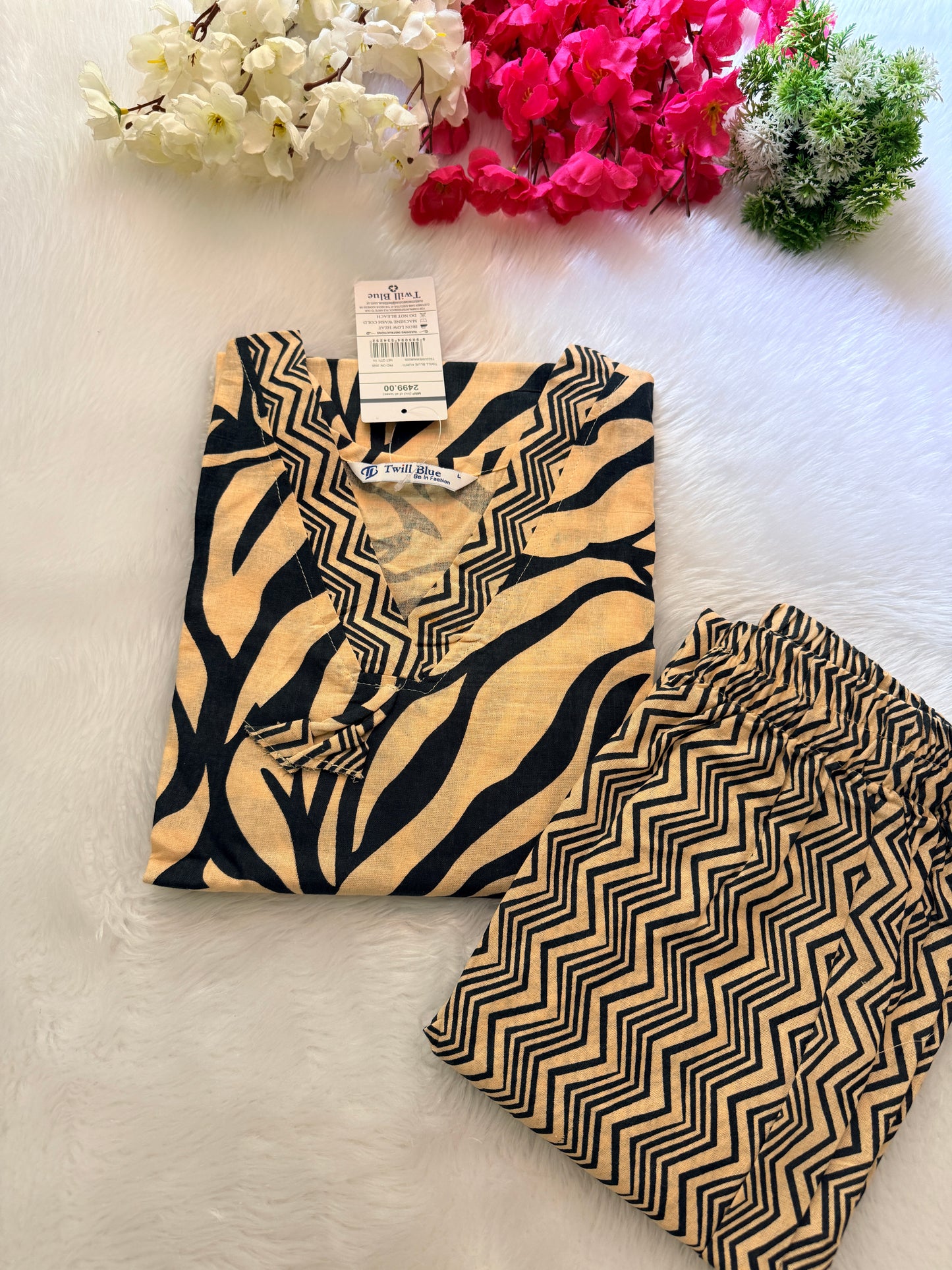 Cotton kurti pant sets navy blue