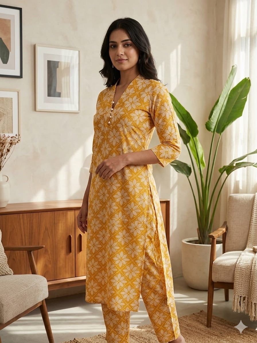 Kalamkari cotton kurti pant set