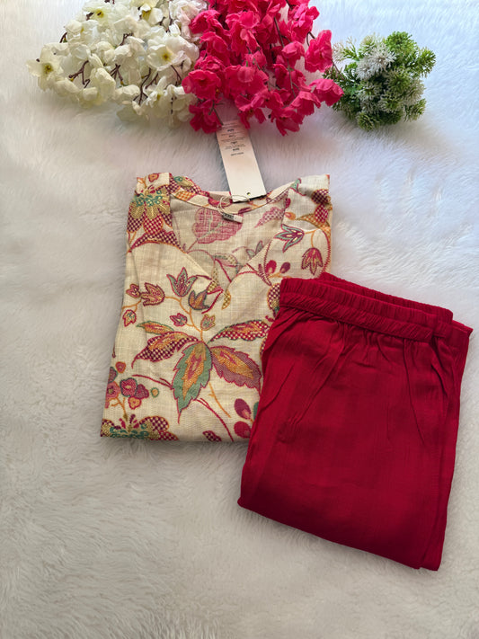 Kurti pant sets (pink)