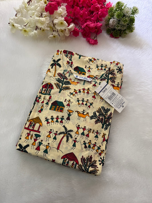 Kalamkari cotton Kurtis dark green
