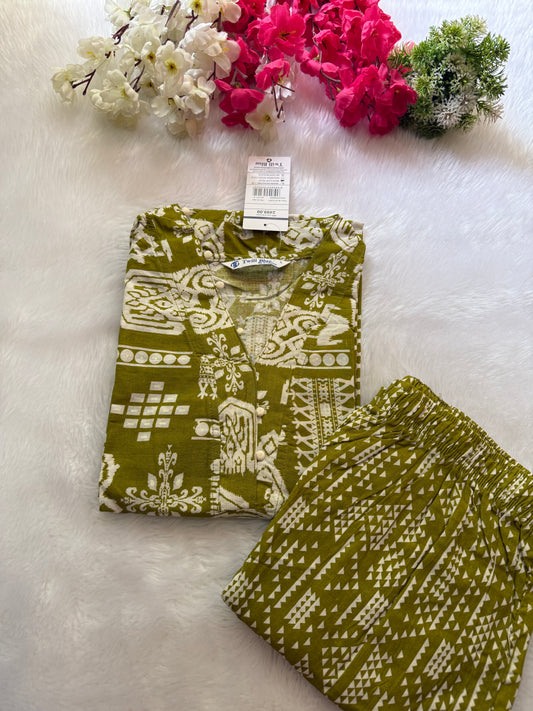Kalamkari cotton kurti pant set