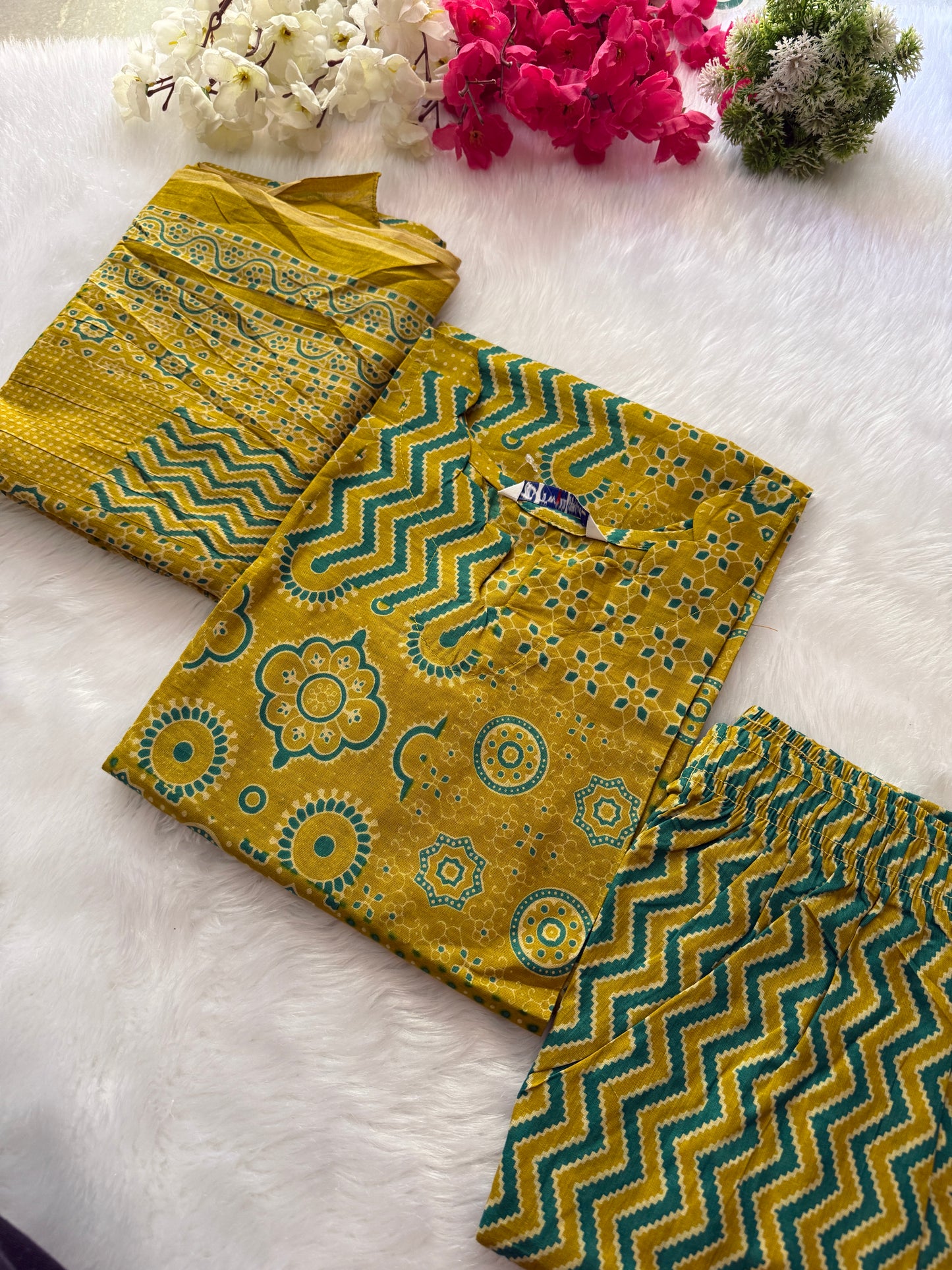 Taj Kalamkari cotton Kurti pant sets