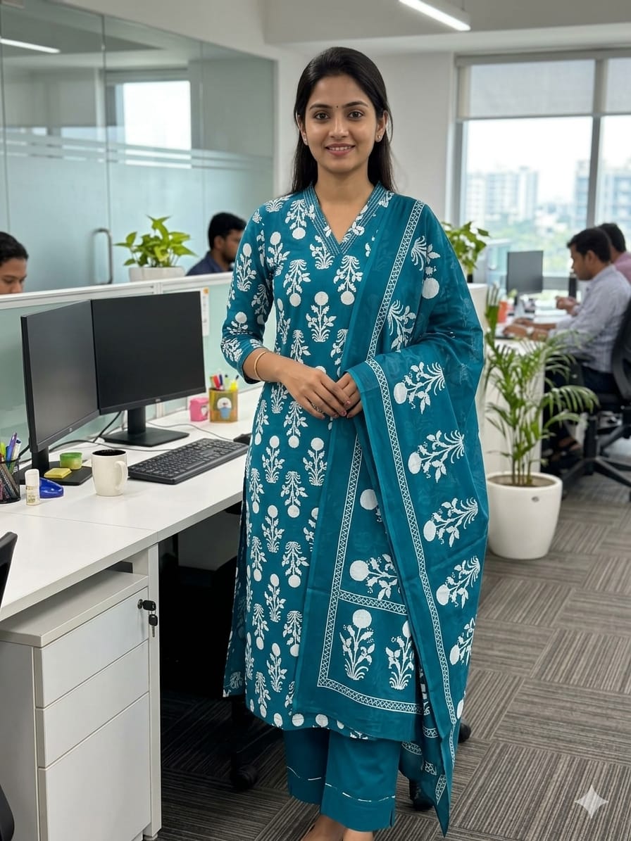 Taj Kalamkari cotton kurti pant sets